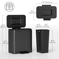HOMCOM Trash Can, 2 x 5.3 Gallon (2 x 20 L) Garbage Can with Soft-Close Lid, Removable Inner Buckets for Kitchen Home Office(m-3)