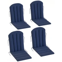 Outsunny Set of 4 Patio Chair Cushions, High Back Adirondack Chair Cushion with Ties, High-Density Foam, Navy Blue(m-11)