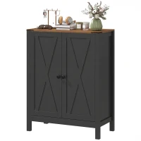 HOMCOM Shoe Cabinet with Barn Doors, Farmhouse Shoe Storage Cabinet with Adjustable Shelves, Holds up to 15 Pairs, Black(m-2)