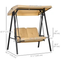 Outsunny 2-Seater Outdoor Porch Swing with Adjustable Canopy, Patio Swing Chair for Garden, Poolside, Backyard, Beige(m-3)