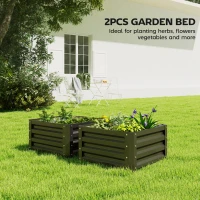 Outsunny 2' x 2' x 1' 2-Pieces Raised Garden Bed w/ Galvanised Steel Frame for Vegetables Flowers Herbs, Black(m-4)
