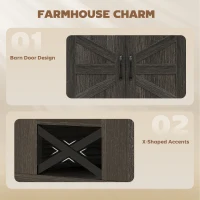 HOMCOM Sideboard, Buffet Cabinet with 4 Barn Doors and 3 Drawers, Coffee Bar Cabinet with Adjustable Shelves, Dark Brown(m-7)