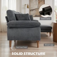 HOMCOM L-Shape Sofa, Modern Sectional Couch with Changeable Chaise Lounge, Pillows and Wooden Legs for Living Room, Dark Grey(m-7)