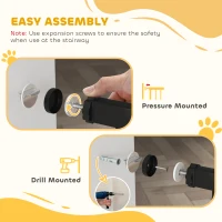 PawHut Baby Gate, Pet Safety Gate Pressure Fit, 30"-51" Wide with Two-Way Open, Auto-Close for Stair, Doorways, Hallways, Black(m-7)