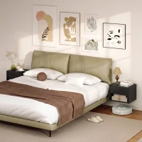 HOMCOM Floating Nightstand Set of 2, Wall Mounted Bedside Table with Drawer for Bedroom Black(m-9)