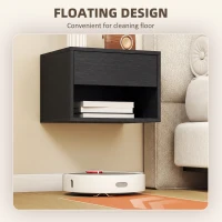 HOMCOM Floating Nightstand Set of 2, Wall Mounted Bedside Table with Drawer for Bedroom Black(m-5)