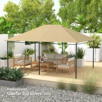 Outsunny 10' x 13' Gazebo Replacement Canopy Cover, Gazebo Roof Replacement (TOP COVER ONLY), Khaki(m-10)