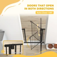 PawHut Baby Gate, Pet Safety Gate Pressure Fit, 30"-32" Wide with Two-Way Open, Auto-Close for Stair, Doorways, Hallways, Black(m-5)