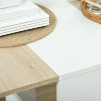 HOMCOM Drop Leaf Dining Table Wood Folding Table Multi-Use Side Table Dining Desk Space Saving Table, White/Oak(m-7)