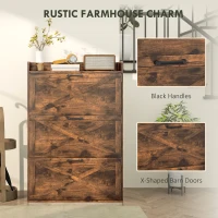HOMCOM Narrow Shoe Storage Cabinet Farmhouse Shoe Cabinet with 3 Flip Drawers Adjustable Shelves for Entryway Rustic Brown(m-6)