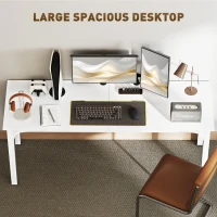 HOMCOM 71" Computer Desk, Desktop Desk with Metal Legs, White(m-4)