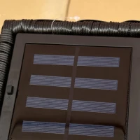 Outsunny Wicker Solar Outdoor Lamp, Decorative Floor Lamp with Auto On/Off LED Lights, IP44 for Patio, Porch, Pathway, Black(m-10)