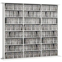 HOMCOM Media Storage Cabinet, 8-Tier DVD Shelf with 18 Adjustable Shelves, Holds 1032 CDs, 594 DVDs or Blu-rays, White(m-11)