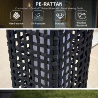 Outsunny Wicker Solar Outdoor Lamp, Decorative Floor Lamp with Auto On/Off LED Lights, IP44 for Patio, Porch, Pathway, Black(m-4)