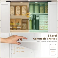 HOMCOM 72" Pantry Cabinet, Farmhouse Freestanding Kitchen Storage Cabinet with Adjustable Shelves for Dining Room, White(m-5)