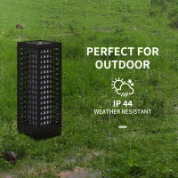 Outsunny Wicker Solar Outdoor Lamp, Decorative Floor Lamp with Auto On/Off LED Lights, IP44 for Patio, Porch, Pathway, Black(m-7)