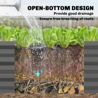 Outsunny Metal Raised Garden Bed with Trellis, Galvanized Garden Bed Kit Outdoor Garden Box with Trellis, Dark Grey(m-7)