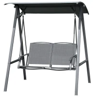 Outsunny 2-Seat Outdoor Porch Swing Patio Swing with Adjustable Canopy, Removable Seat and and Steel Frame for Garden, Poolside(m-2)