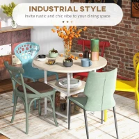 HOMCOM Round Kitchen Table for 4-6 People, 39.4 Inch Industrial Dining Table with Storage Shelves, Oak(m-4)