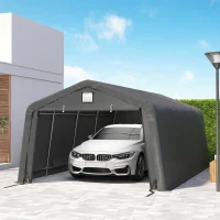 Outsunny 12' x 20' Portable Garage, Heavy Duty Carport Canopy with Ventilation Windows and Large Roll-up Door, Dark Grey(m-10)