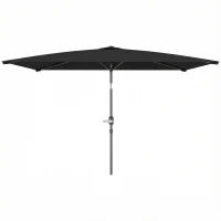 Outsunny 6.4 x 9.7ft Rectangle Aluminum Tilt Patio Umbrella, Garden Market Parasol, Outdoor Sunshade Canopy with Crank, Black(m-2)