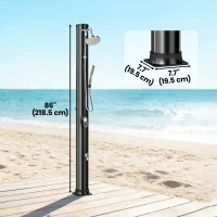 Outsunny 10.6 Gal Solar Heated Shower, 7.2 FT Outdoor Shower with 2 Shower Heads, Adjustable Temperature, Foot Faucet(m-3)