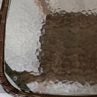 Outsunny Outdoor Coffee Table with Storage Shelf, Hand-Woven Wicker Side Table with Water-Ripple Glass Top, Mix Brown(m-10)