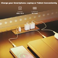 HOMCOM Gaming Desk with Power Outlets LED Lights Computer Desk with Drawers Monitor Stand 61" Black(m-4)