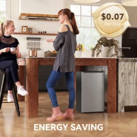 HOMCOM 2.1 Cu. Ft. Mini Freezer, Compact Upright Freezer with Reversible Door, Removable Shelf, Adjustable Temperature, Silver(m-10)