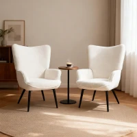 HOMCOM Accent Sherpa Chair, Upholstered Armchair, Fluffy Wingback Chair for Living Room, Reading Room, Cream White(m-6)