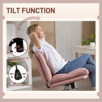 HOMCOM Armless Office Chair, Criss Cross Chair with Adjustable Height & Tilt Function for Home Office, Study, Pink(m-6)