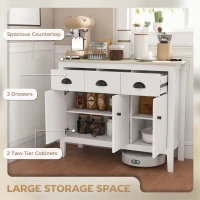 HOMCOM Sideboard Buffet Cabinet, 40" Kitchen Coffee Bar Cabinet with 3 Drawers and 2 Adjustable Shelves, White(m-4)