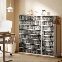 HOMCOM Media Storage Cabinet, 8-Tier DVD Shelf with 18 Adjustable Shelves, Holds 1032 CDs, 594 DVDs or Blu-rays, White(m-8)