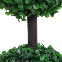 Outsunny Set of 2 Artificial Ball Boxwood Topiary Trees, 44.1" Fake Plants in Pots for Outdoor Indoor Decor, Dark Green(m-7)
