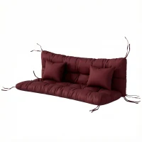 Outsunny 4-Piece Back and Seat Cushion Pillows Replacement and Pillows, Patio Chair Cushions Set with Ties, Wine Red(m-2)