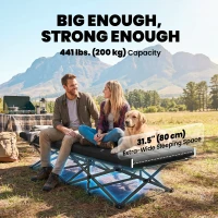 Outsunny Set of 2 Camping Cot with Soft Pad, 32" Extra Wide Folding Cots with Non-Slip Feet and Carry Bag, Black(m-5)