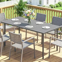 Outsunny 65" x 31.5" Outdoor Dining Table for 6, Metal Rectangular Patio Dining Table with Metal Slatted Top(m-10)