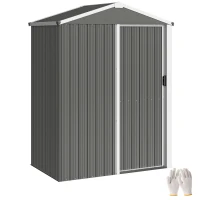 Outsunny 4.5 x 3ft Outdoor Storage Shed, Waterproof Metal Garden Shed with Lockable Door for Backyard, Patio, Lawn, Light Grey(m-11)