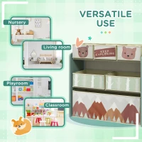 Qaba Toy Organizer with 6 Storage Bins, 25" x 12" x 26", Green(m-6)