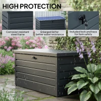 Outsunny Large Deck Box, Outdoor Storage Container with Lock for Pool Toys, Garden Tools, Furniture and Sports Equipment, Grey(m-6)