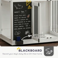 PawHut 39" Dog Crate Furniture Side End Table for Large Dogs w/ Blackboard, Three Doors, White(m-7)