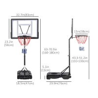 Soozier Portable Basketball Hoop System Stand Goal Pool Side with Height Adjustable 3FT-4FT, 32'' Backboard(m-3)