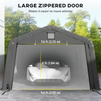 Outsunny 12' x 20' Portable Garage, Heavy Duty Carport Canopy with Ventilation Windows and Large Roll-up Door, Dark Grey(m-6)