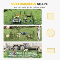PawHut Dog Playpen, 31.5"W Heavy-Duty Metal Puppy Play Pen, Pet Exercise Fences for Outside and Indoor, DIY Design with Door for Small Dogs, 12 Panels, 23.5"H(m-4)