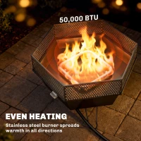 Outsunny 20" Outdoor Fire Pit, Foldable Propane Firepits with Lid, Portable Firepit for Patio Backyard Camping, Black(m-6)