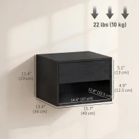 HOMCOM Floating Nightstand Set of 2, Wall Mounted Bedside Table with Drawer for Bedroom Black(m-3)