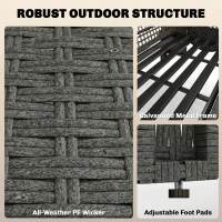 Outsunny 2 Pieces Patio Lounge Chair Set with Cushions, PE Wicker Outdoor Chaise Lounge with Adjustable Backrest, Side Trays(m-9)