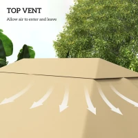 Outsunny 10' x 13' Gazebo Replacement Canopy Cover, Gazebo Roof Replacement (TOP COVER ONLY), Khaki(m-5)