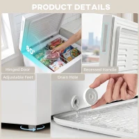 HOMCOM Mini Freezer, 3.5 Cu.Ft Chest Freezer with 5-Setting Adjustable Thermostat, Wire Basket, Quiet Operation, White(m-9)