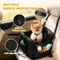 PawHut Dog Car Seat for Small Pets, Dog Booster Car Seat with Cushion and Storage Pockets, Machine Washable, Black(m-4)